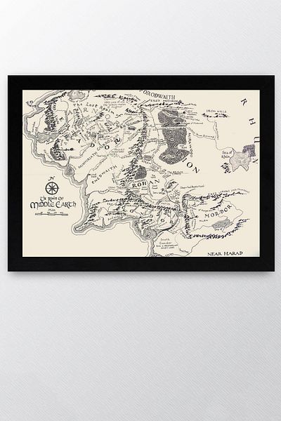 Saturn The Lord of the Rings Framed Painting - Middle Earth Map Poster Painting
