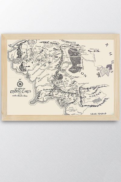 Saturn The Lord of the Rings Framed Painting - Middle Earth Map Poster Painting