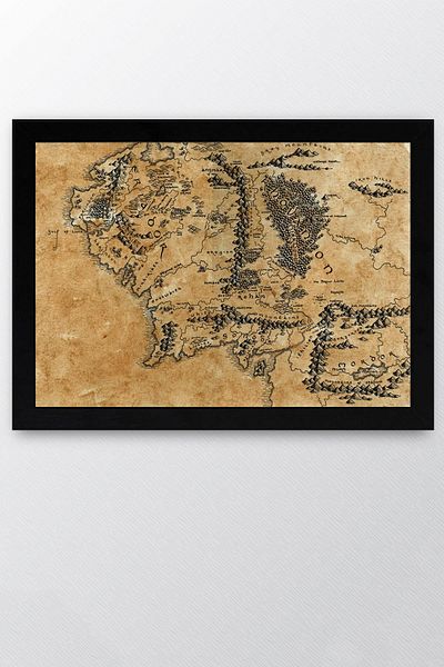 Saturn The Lord of the Rings Framed Painting - Middle Earth Map Poster Painting