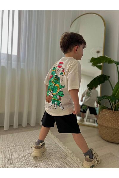 MİNİKO KİDS Boy's Legoo Model Printed Cotton Suit with Shorts