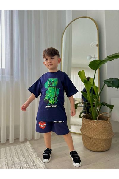 MİNİKO KİDS Boy's Craft Modeled Printed Shorts Cotton Suit