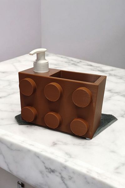 Maflen Πολύχρωμο Brick Block Special Design Σετ σαπουνιού και Organizer Καφέ