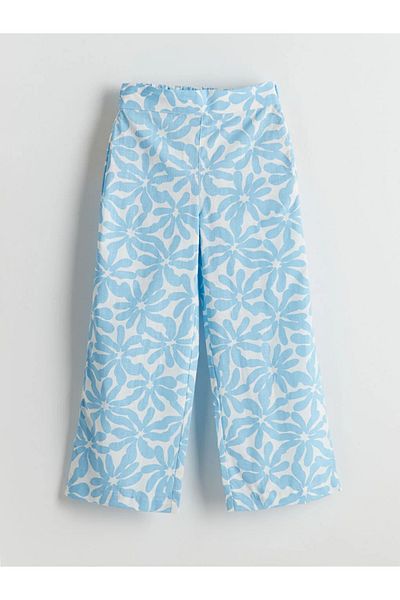 LC Waikiki Lcw Eco Blue Elastic Waist Floral Girl's Trousers