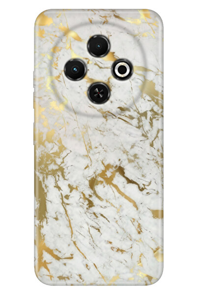 TECNO Spark 30C 6.67 " Kılıf Tecno Kamera Koruma Silikon Baskılı Altın Mermer