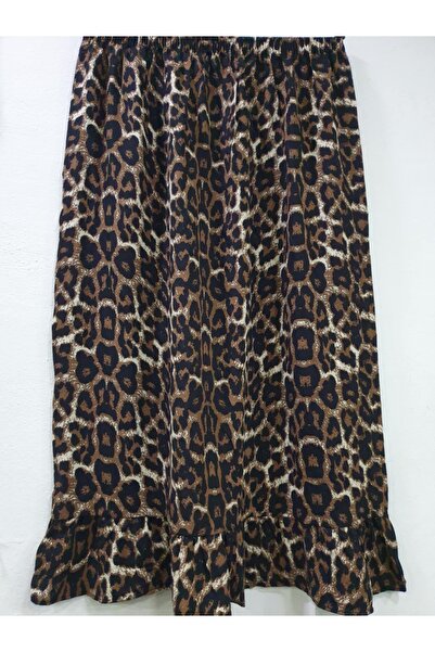 sercan konfeksiyon KADIN LEOPAR FIRFIRLI BELİ LASTİKLİ ETEK