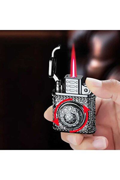 HK GİFT SHOP Metal Taşınabilir Çakmak, Yeniden Doldurulabilir Bütan Çakmak, Jet Torch Ayarlanabilir Çakmak,