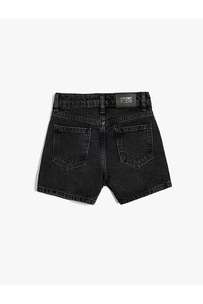 Koton Pantaloni scurți din denim cu buzunar din bumbac cu detaliu de piatră