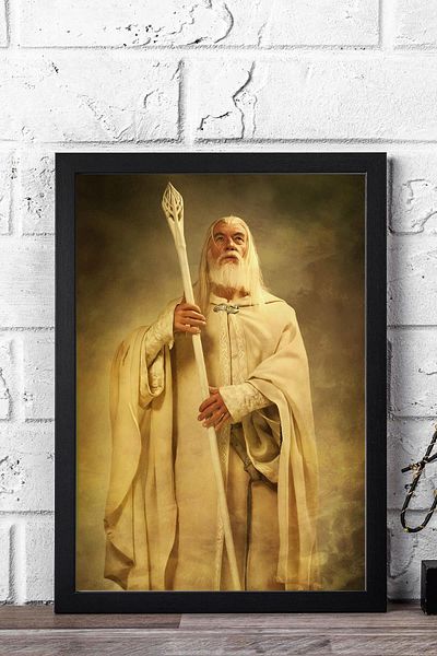 Saturn The Lord of the Rings Gandalf Framed Painting - Movie Poster Painting