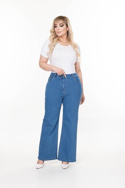 EYLÜLXXL Pantaloni de blugi cu picioare largi de mărime mare pentru femei
