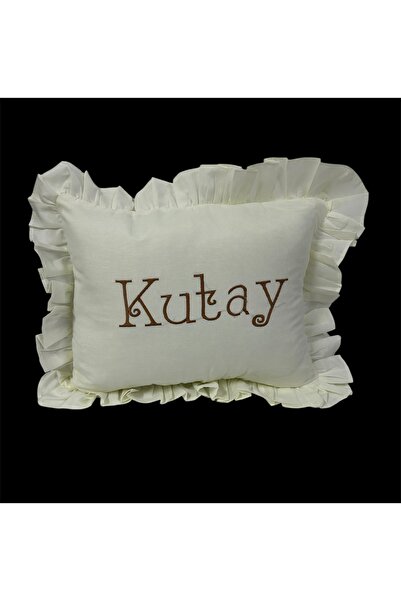 GULDESIGN İsim Nakışlı Fırfırlı Yastık / Bebek Takı Yastığı / Sünnet Yastığı