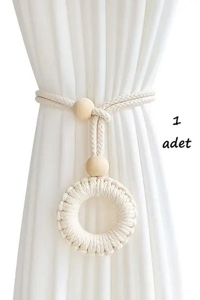 Emtory Home Macrame Braided Ring Curtain Holder, Curtain Buckle - Curtain Tie 1 Piece
