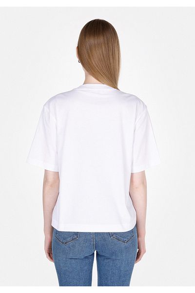Colin's Tricou alb cu mânecă scurtă pentru femei, cu decolteu rotund, cu croială normală
