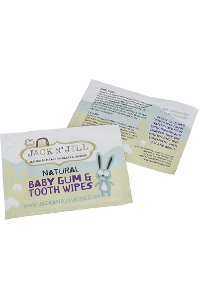 JACK N' JILL NATURAL CARE FOR BABIES & KIDS Jack N' Jill Baby Gum & Tooth Wipes - Natural, Xylitol, Soft Cotton, 25 Wipes