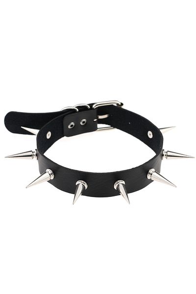 Choice Black Vintage Rivet Spikes Choker Necklace Neo-gothic Pu Leather Collar For Women Rock Clavicle Chai