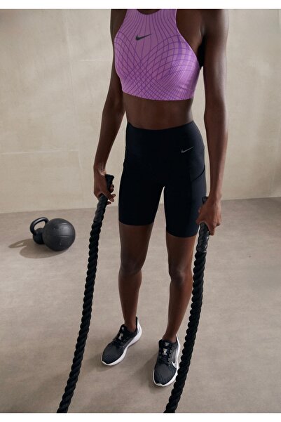 Nike Dri-Fit Universa Medium-Support High-Waisted 8" Biker Training Siyah Kadın Şort