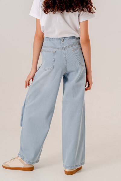 GİYİCEM TEKSTİL Kız Çocuk Sol Paçalı Kot Pantolon 2202