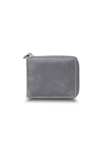 GUARD Antique Gray Zipper Horizontal Mini Genuine Leather Wallet Men / Women P2265