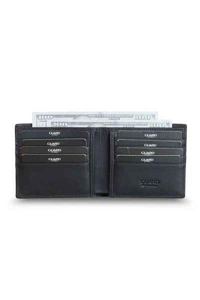 GUARD Matte Black Red Hand Knitted Genuine Leather Men's Wallet P1330