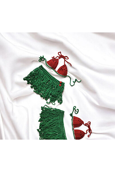 ThreadArtByNur Karpuz Motifli Bebek Örgü Bikini Takımı