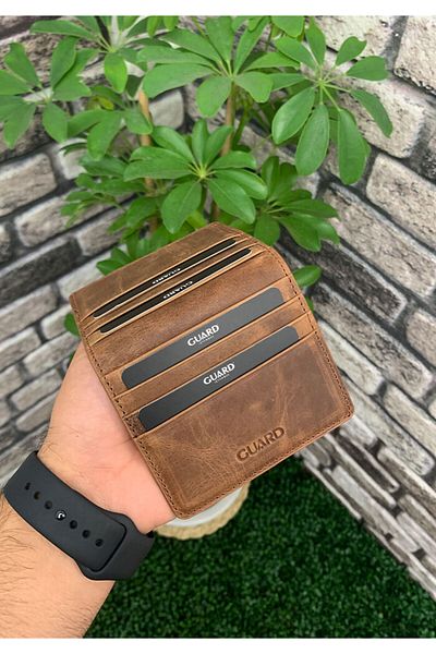 GUARD Crazy Tan Pat Design Genuine Leather Card Holder Men's / Women's P5239
