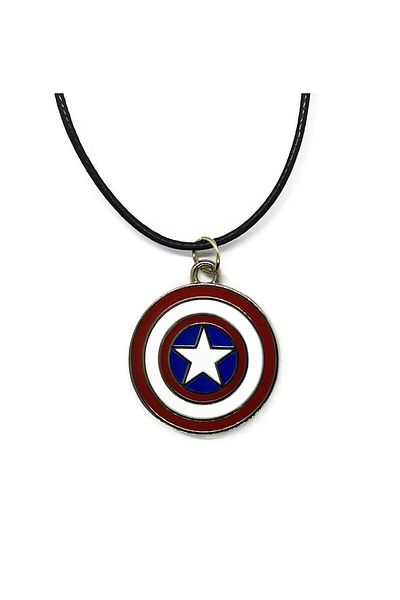 Herşey Nota Captain America Shield Avengers Faux Leather Drawstring Metal Pendant