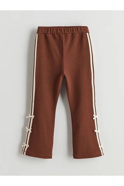 LC Waikiki Lcw Kids Brown Crew Neck Girls Printed Sweatshirt and Leggings 2-Piece