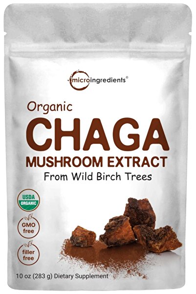 Micro ingredients Organic Chaga Mushroom Extract 100:1 Powder, 10oz | Wild Harvest, Vegan Superfood