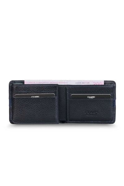 GUARD Navy Blue Sports Striped Genuine Leather Men's Wallet P830