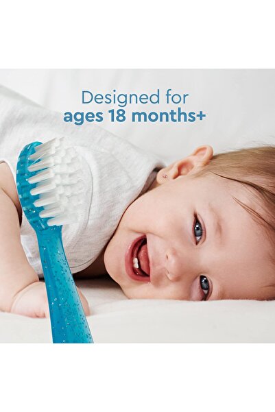 Radius Totz Toothbrush Extra Soft, BPA-Free, ADA Accepted for Kids 18+ Months - Blue Sparkle, Pack of 1