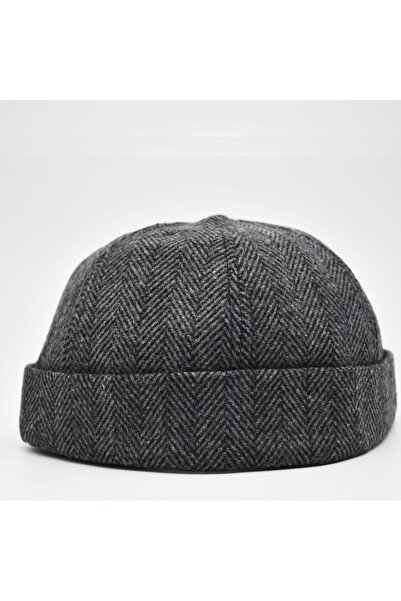 şapkadan Kısa Yünlü Bere Desenli Hipster Docker Şapka