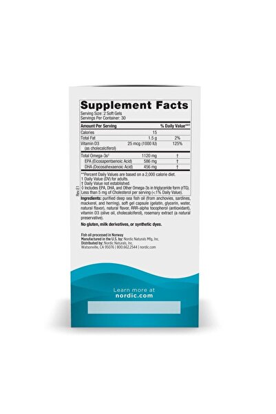 Nordic Naturals Ultimate Omega 2X Mini D3, Lemon - 1120mg Omega-3 + 1000IU D3 - 60 Soft Gels - Brain & Heart Health