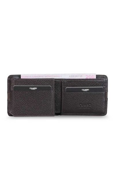 GUARD Brown Sports Striped Genuine Leather Men's Wallet P830