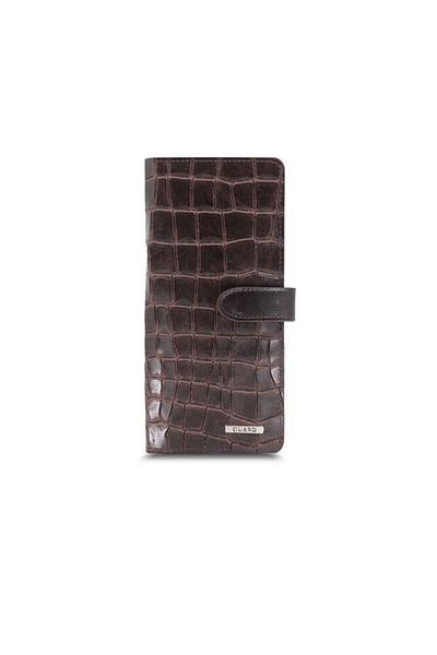 GUARD Large Croco Brown Genuine Leather Phone Wallet with Card and Money Slot Men's / Women's P3032