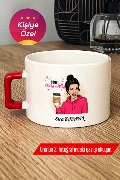 Hedizu Kişiye Özel çünkü canım kendim Lüks Fincan Kırmızı arkadaşa hediye F0Z...