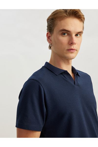 Koton Short Sleeve Cotton Blend Regular Fit V-Neck Polo T-Shirt