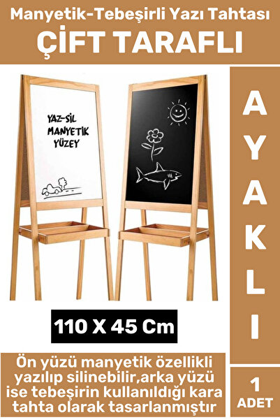 Wintoup Kalem Silgi Tebeşir Çift Taraflı Manyetik Kara Tahta Tasarım Ayaklı A...