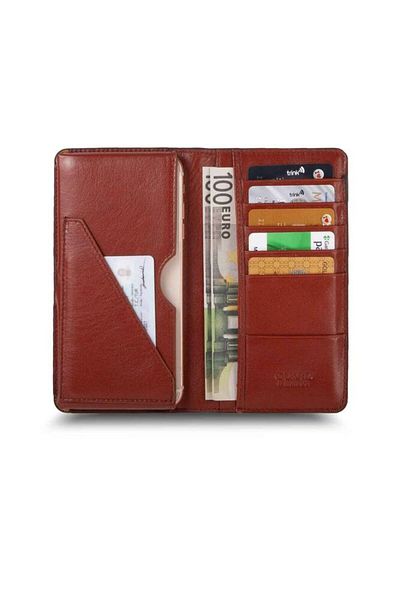 GUARD Tan Laser Print Genuine Leather Men's / Women's Wallet with Phone Port P1420