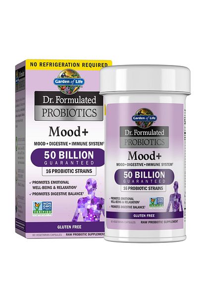 GARDEN OF LIFE Probiotics Mood+ with Ashwagandha - Supports Emotional Well-Being & Digestion - 60 Veggie Caps