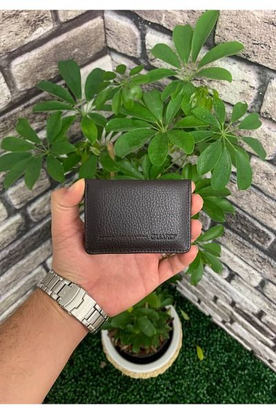 GUARD Magnetized Small Size Brown Genuine Leather Card Holder/Business Card Holder Men/Women P131