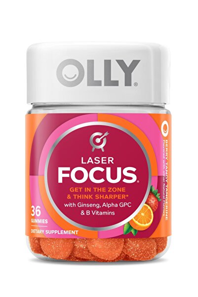 OLLY Laser Focus Gummy, Ginseng, Alpha GPC, B Vitamins, Berry Tangerine Flavor - 36 Count