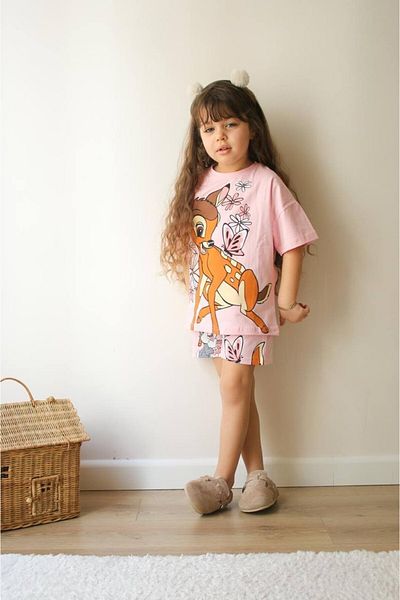 MİNİKO KİDS Girl's Ceylan Modeled Printed Shorts Cotton Suit