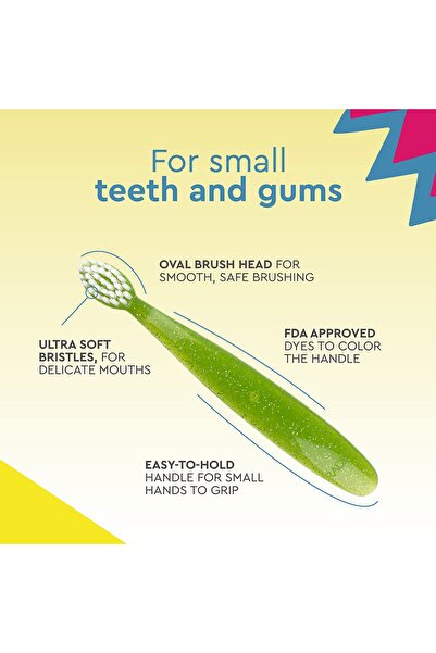 Radius Totz Toothbrush Extra Soft, BPA-Free, ADA Accepted for Kids 18+ Months - Blue Sparkle, Pack of 1