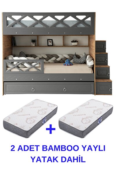 miracool Mars Ranza / 2adet Bambo Yaylı Yatak Dahil / Ücretsiz Kurulum / %100 MDF