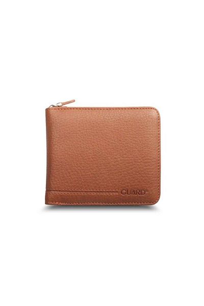 GUARD Retro Zippered Genuine Leather Men's Tan Wallet P859