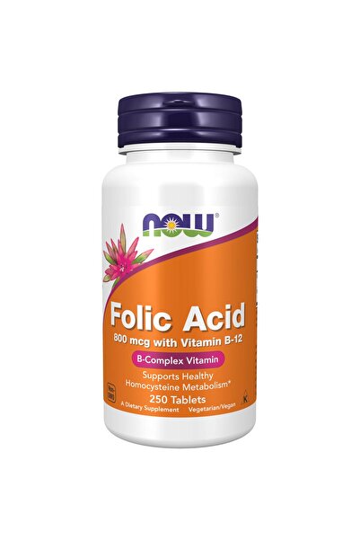 Now Foods Supplements, Folic Acid 800 mcg + B-12 (Cyanocobalamin) 25 mcg, B Complex Vitamin, 250 Tablets