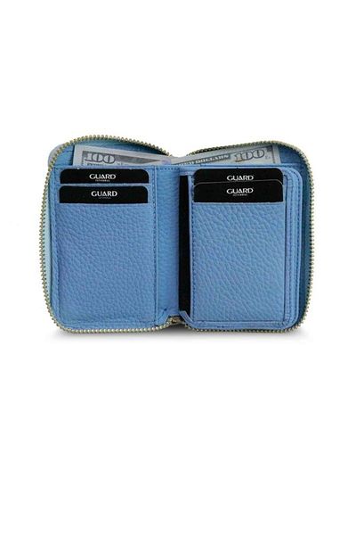 GUARD Zippered Turquoise Genuine Leather Mini Men's Wallet P796