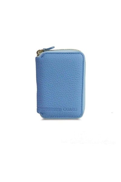 GUARD Zippered Turquoise Genuine Leather Mini Men's Wallet P796