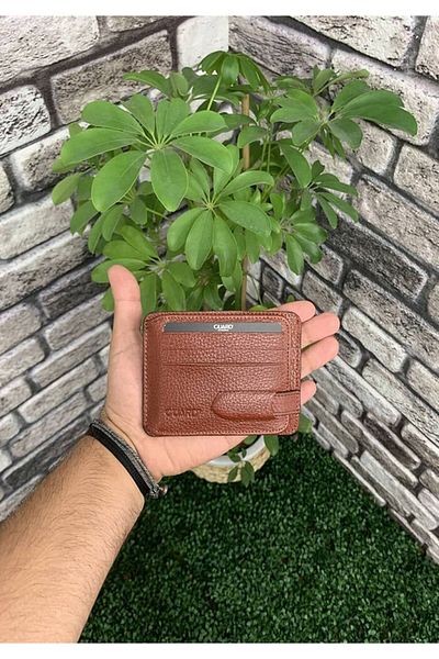 GUARD Matte Tan Genuine Leather Card Holder Men's P5188