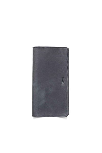 GUARD Antique Black Genuine Leather Men's/Women's Portfolio Wallet with Phone Port P3047