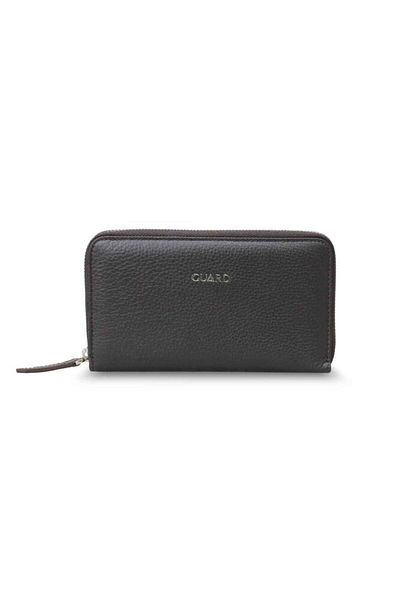 GUARD Zippered Genuine Leather Hand Portfolio with Phone Port - Brown Men / Women P3018